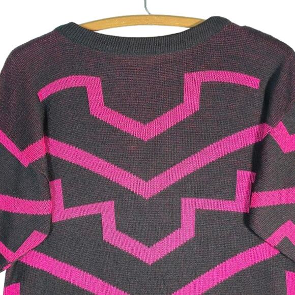 BRISTOL COURT Vintage 90s Geometric, Knitted, LONG Sleeve Top Women's Size M - Picture 6 of 11